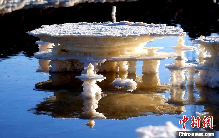 图为察尔汗盐湖的盐花。 何启金 摄 图为察尔汗盐湖的盐花。 何启金 摄